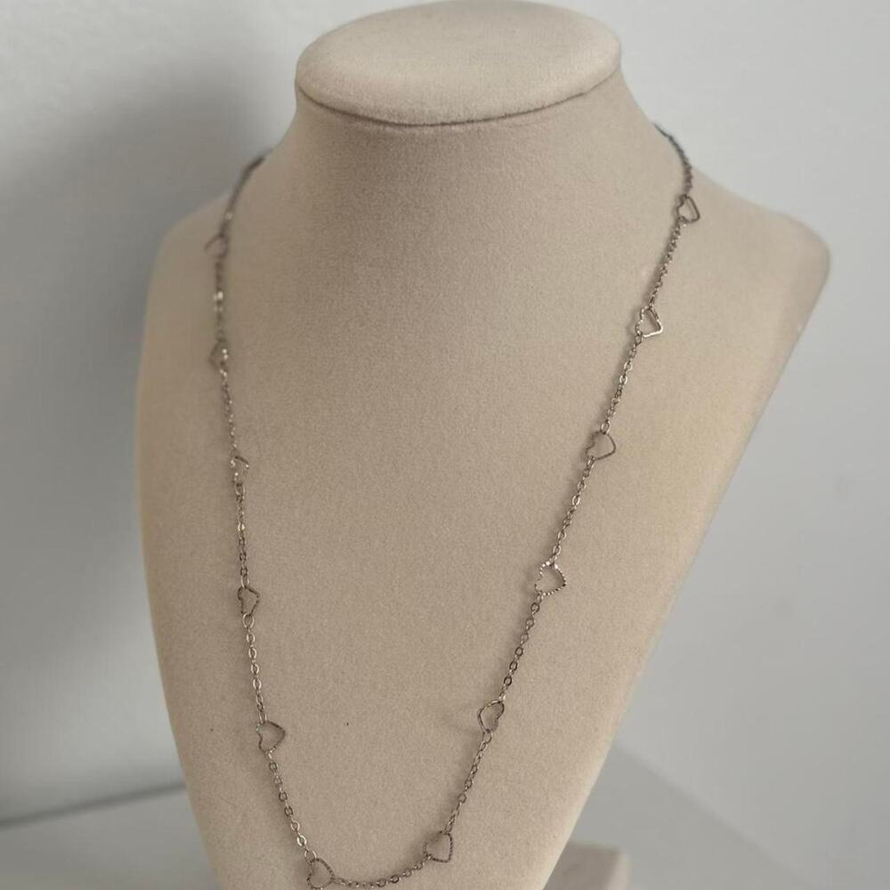Silver Heart Chain Necklace Dainty Minimal Pendant Jewelry Gift for Women